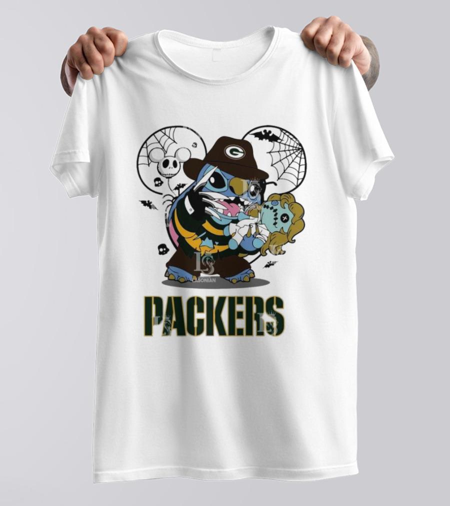 Green Bay Packers Stitch Freddy Krueger Halloween Packers T-Shirt