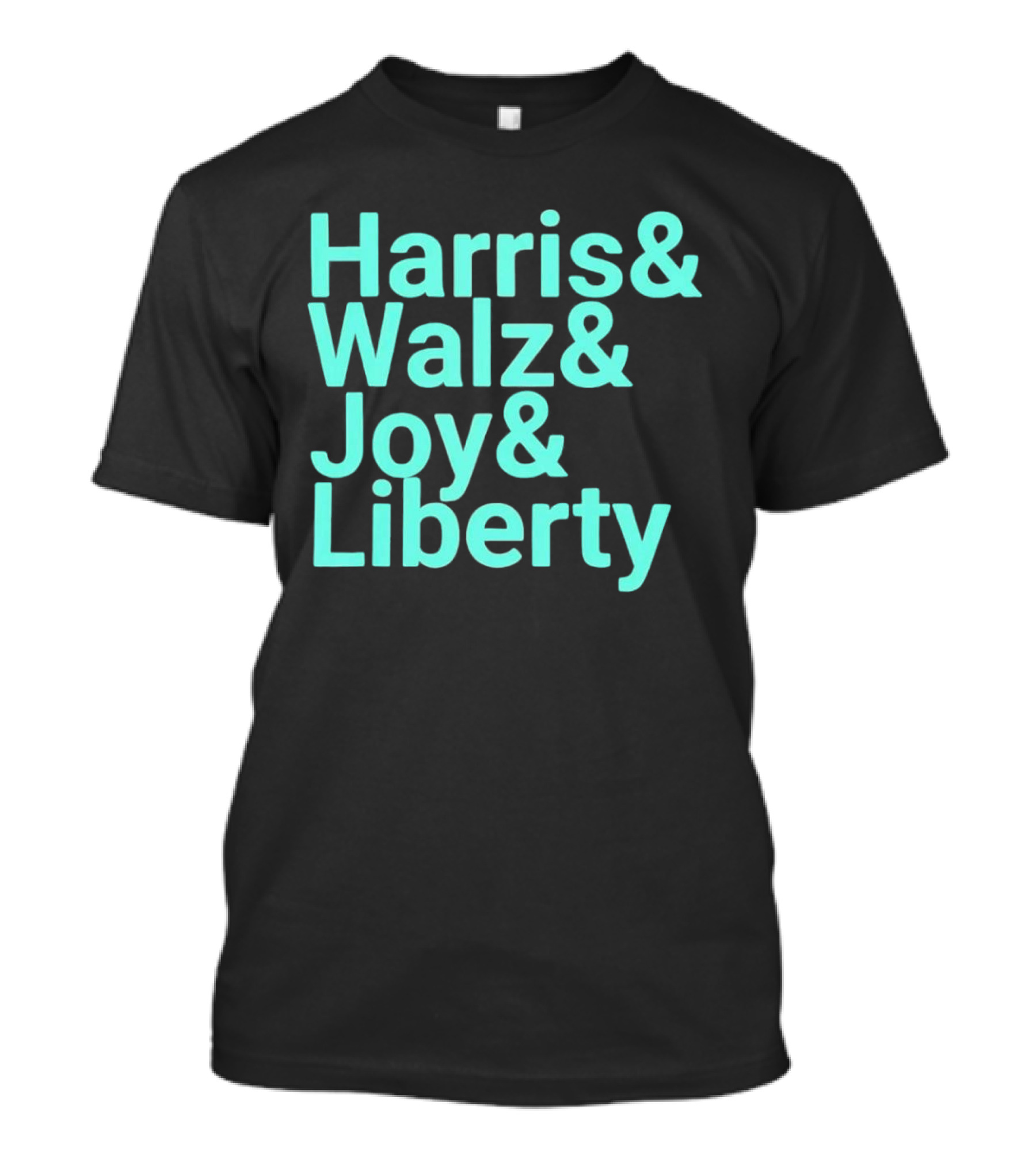 Harris Walz Joy Liberty Icons In Light Blue Text T-Shirt