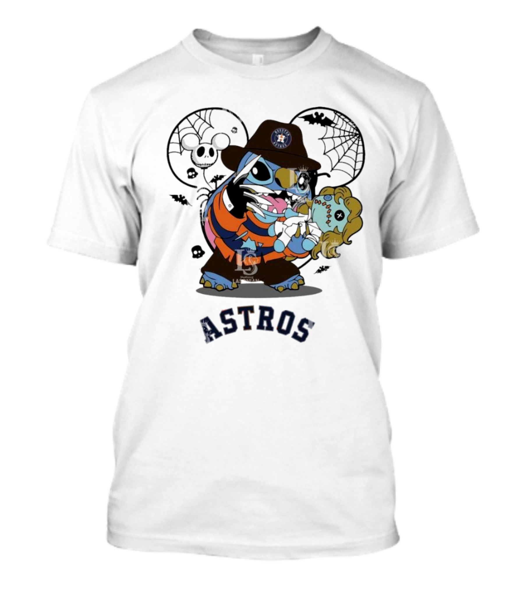 Houston Astros Stitch Freddy Krueger Halloween Horror Mashup T-Shirt