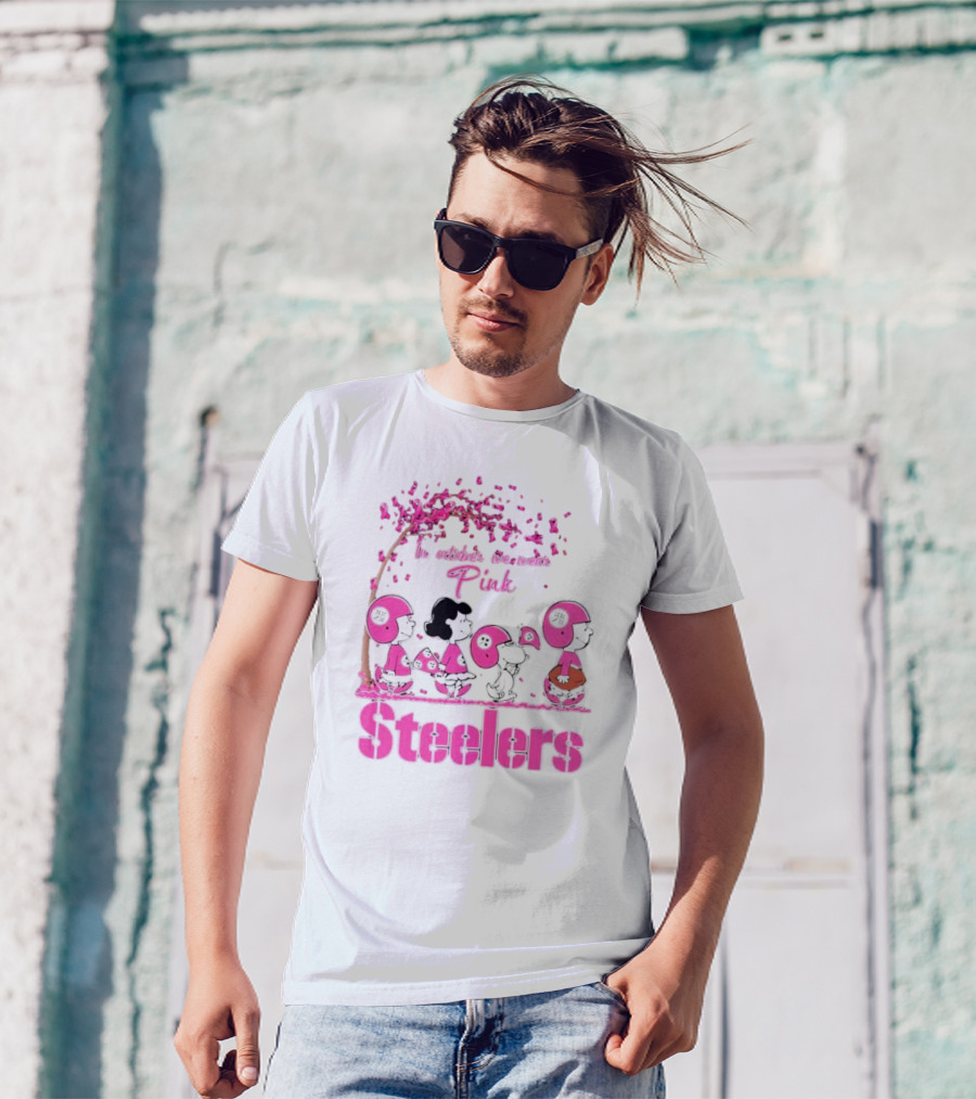 In October We Wear Pink Snoopy Steelers Breast Cancer Awareness T-Shirt