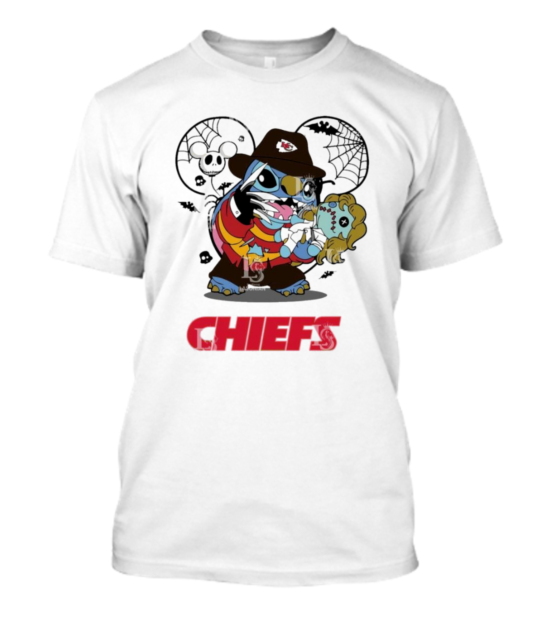Chiefs Halloween Stitch Freddy Krueger T-Shirt