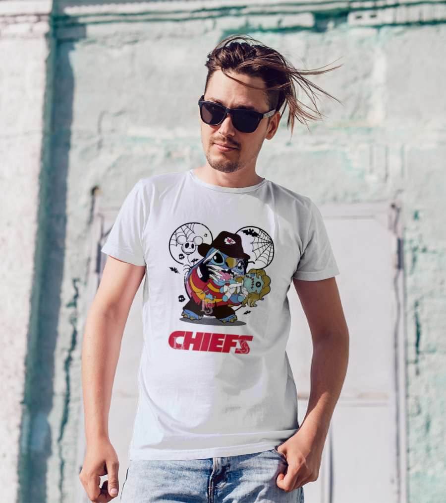 Chiefs Halloween Stitch Freddy Krueger T-Shirt