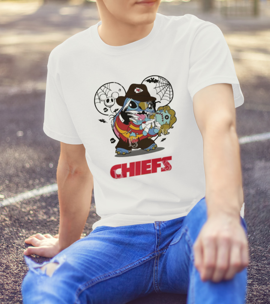 Chiefs Halloween Stitch Freddy Krueger T-Shirt