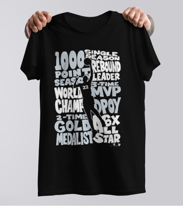 Las Vegas Aces A'ja Wilson 3-Time MVP Single Season Rebound Leader World Champ DPOY 6x All-Star 1000 Point Season 2-Time Gold Medalist T-Shirt