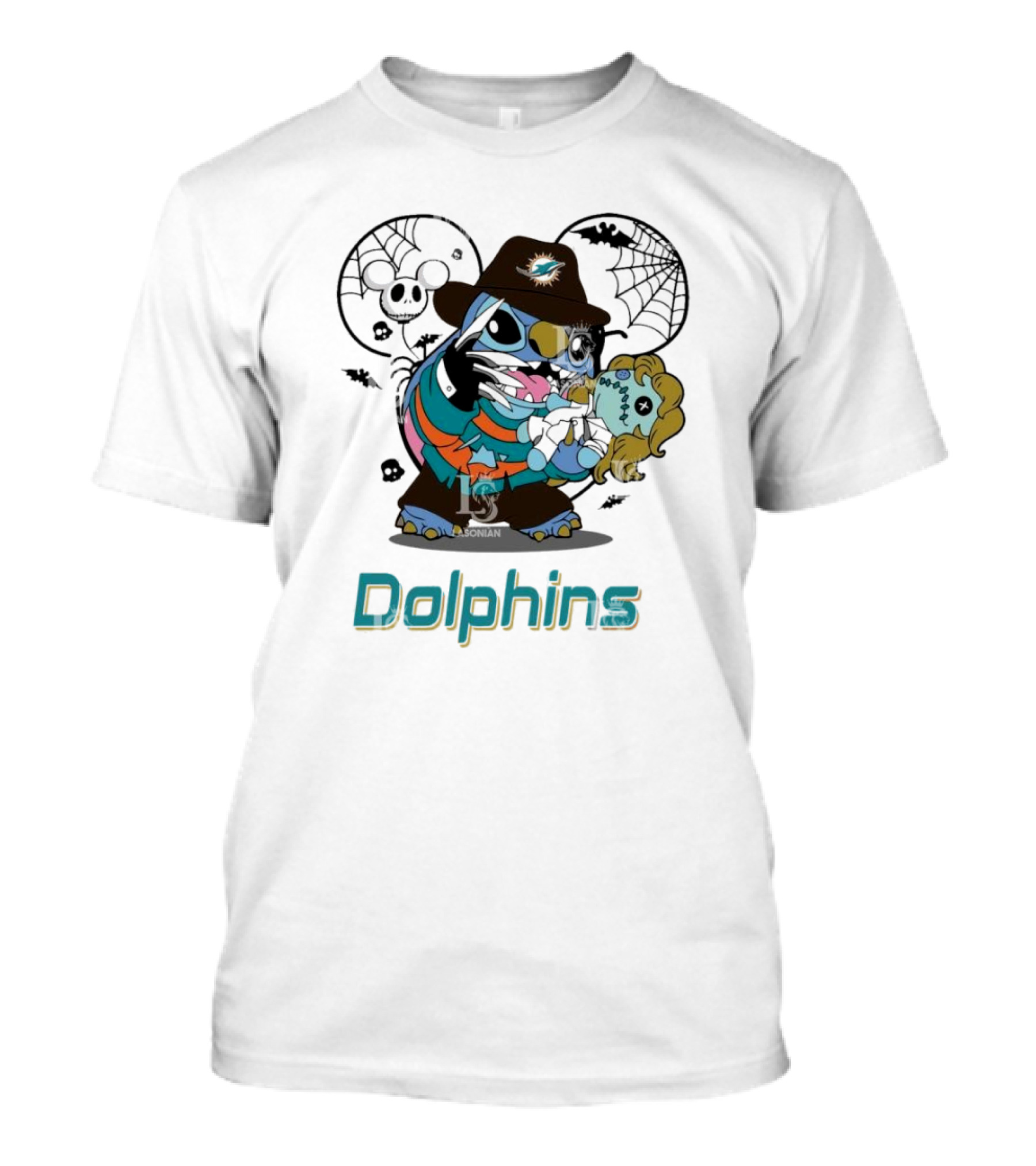 Dolphins Halloween Stitch Freddy Krueger Miami T-Shirt