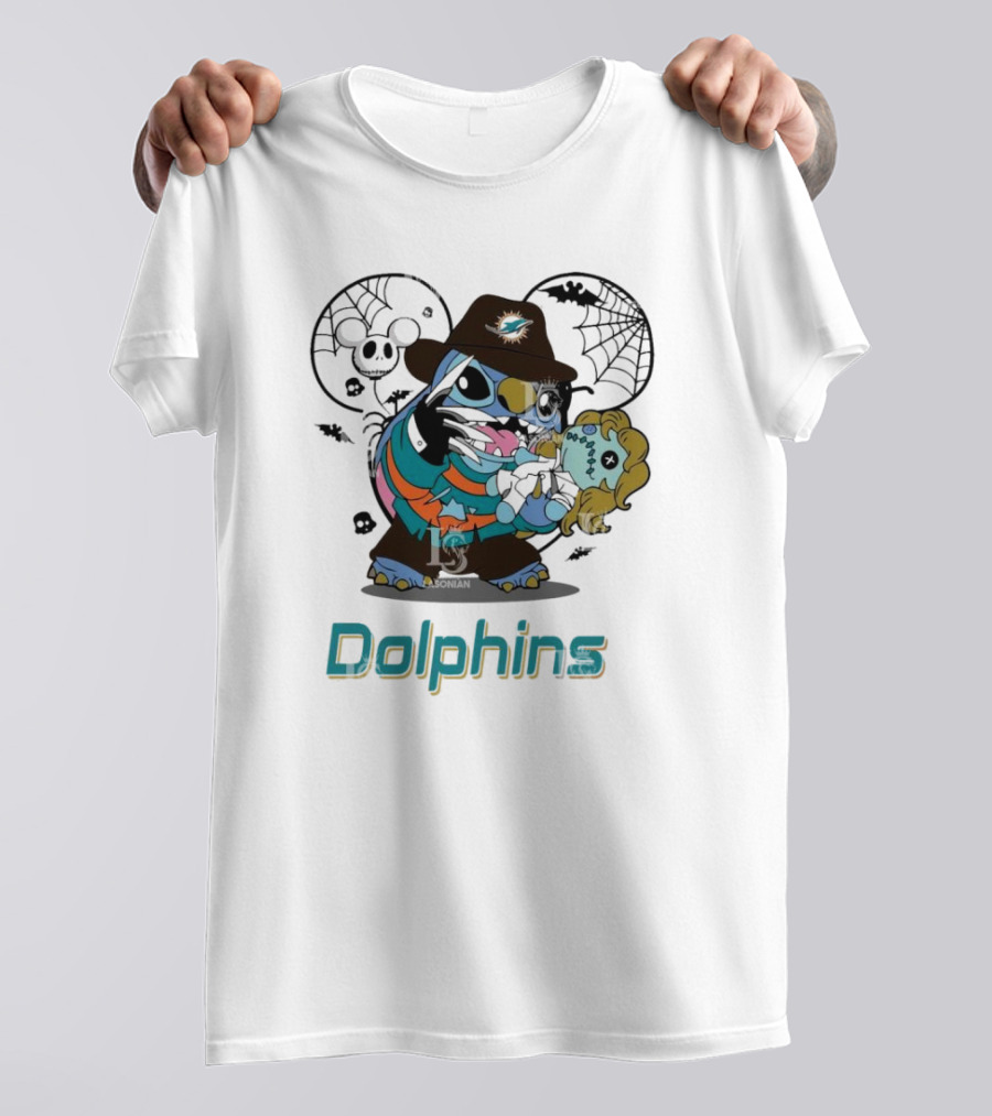 Dolphins Halloween Stitch Freddy Krueger Miami T-Shirt