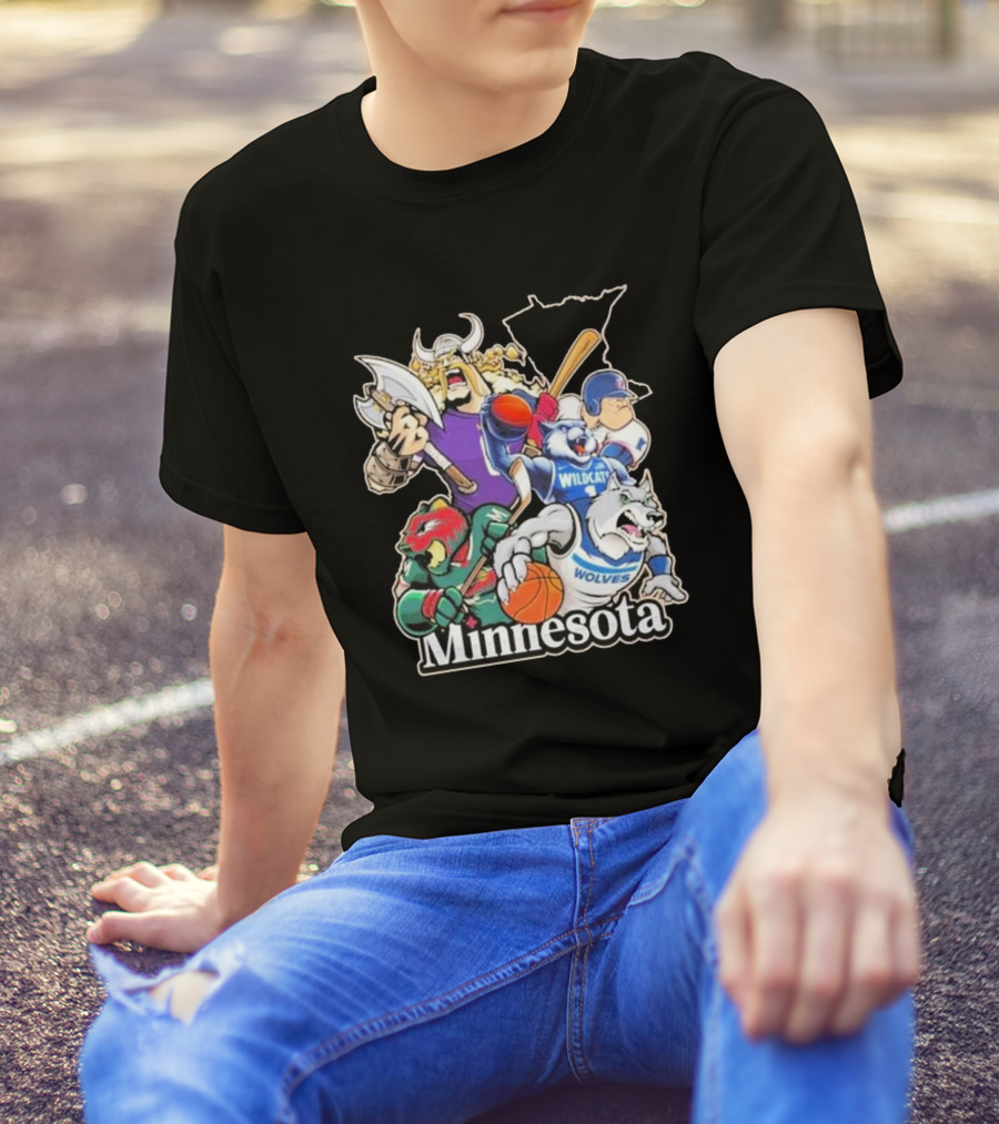 Minnesota Vikings Wildcat Wolves Sports Teams Mascots Vintage T-Shirt