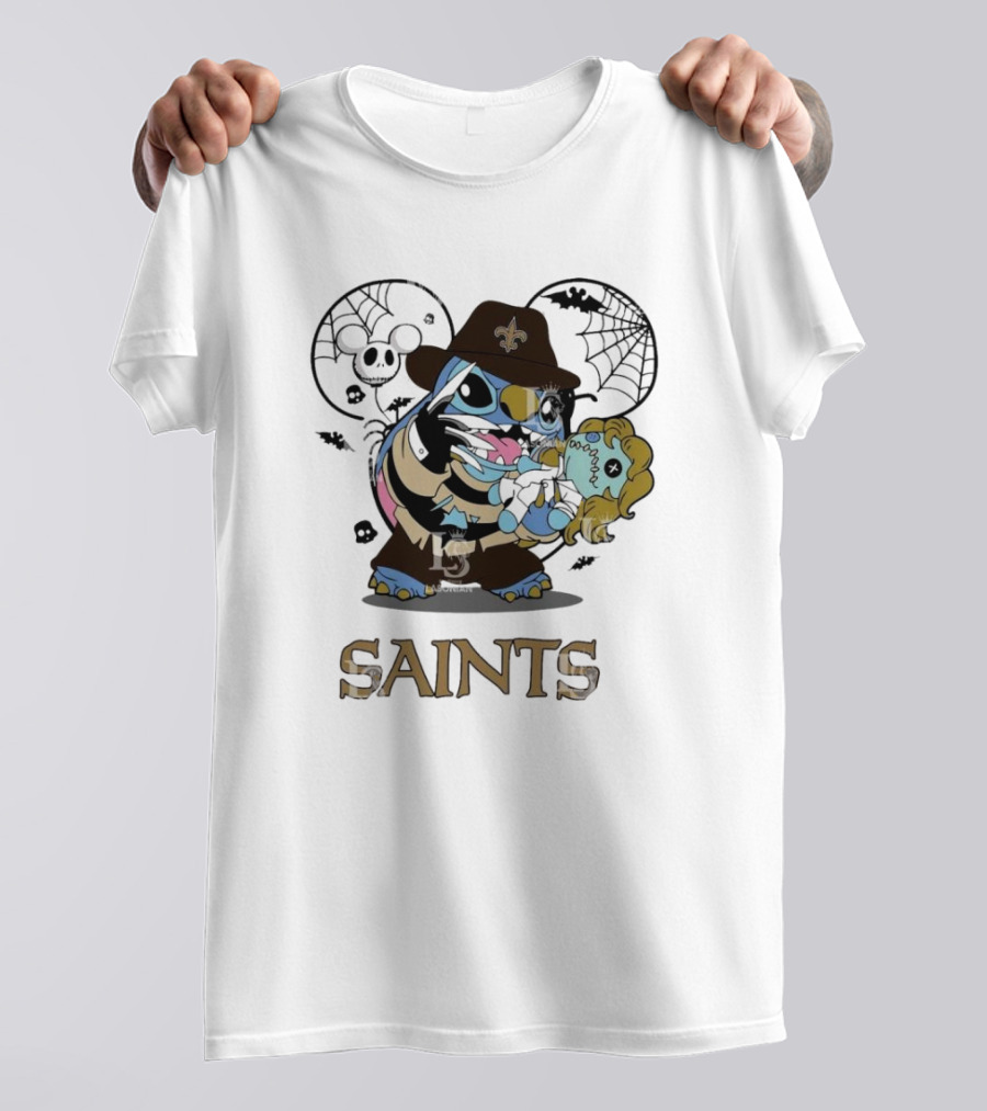 Saints Stitch Freddy Krueger Halloween New Orleans Football Horror T-Shirt