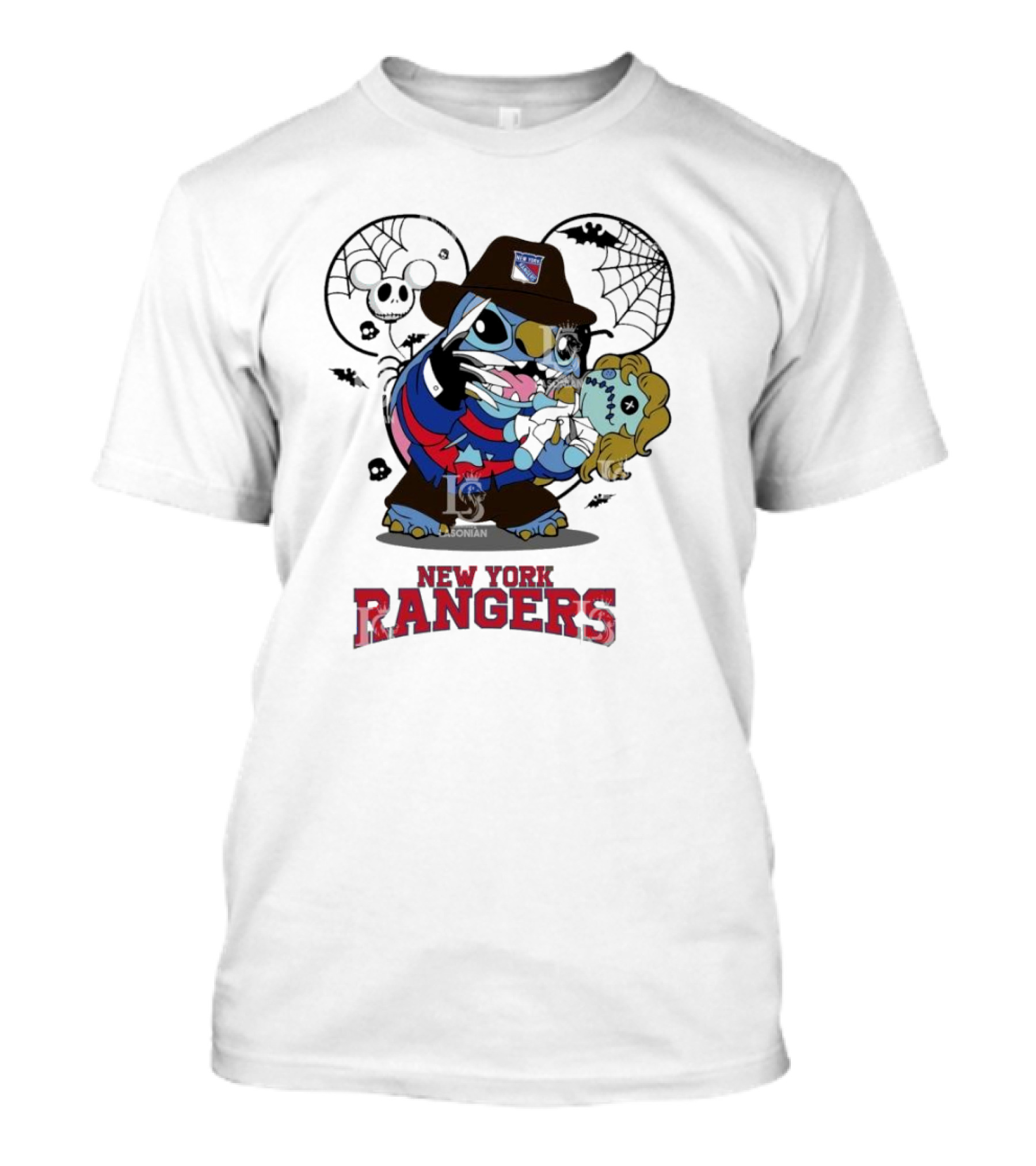 New York Rangers Halloween Stitch Freddy Krueger Crossover T-Shirt