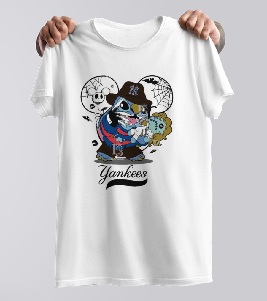 Yankees Halloween Stitch Freddy Krueger Crossover T-Shirt