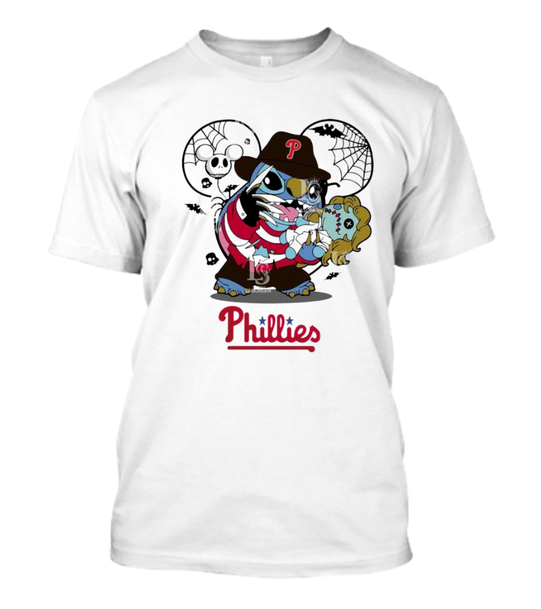 Philadelphia Phillies Halloween Stitch Freddy Krueger Fusion T-Shirt