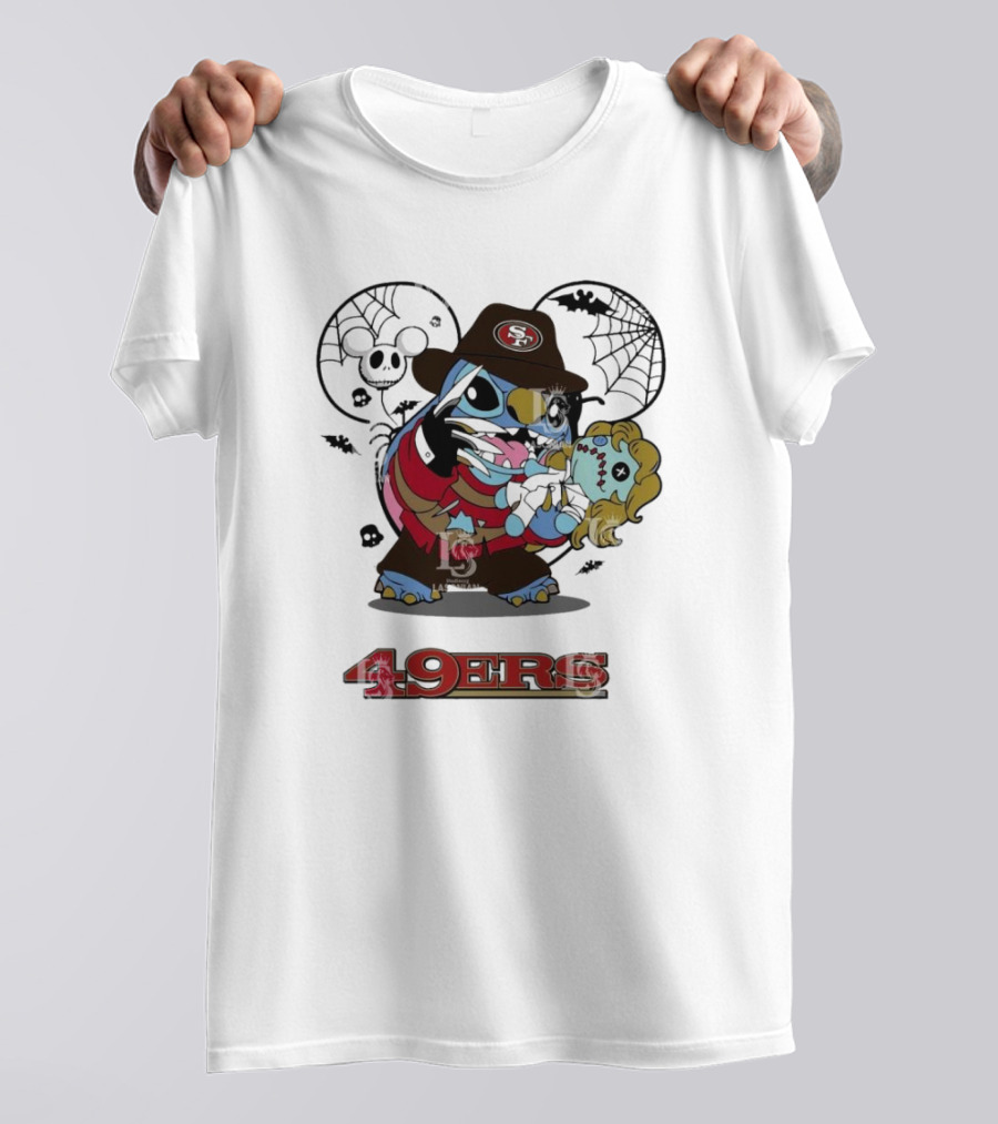 San Francisco 49ers Stitch Meets Freddy Krueger Halloween Combo T-Shirt
