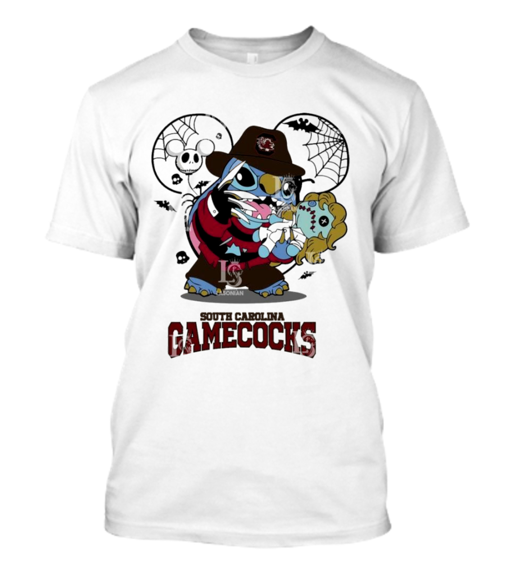 South Carolina Gamecocks Stitch Freddy Krueger Halloween Black Widow Mickey Mouse Spooky Mashup T-Shirt