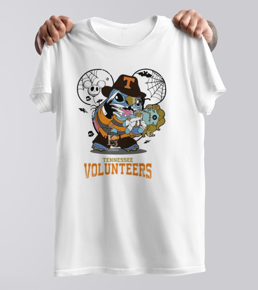 Tennessee Volunteers Halloween Stitch Freddy Krueger Character Collaboration T-Shirt