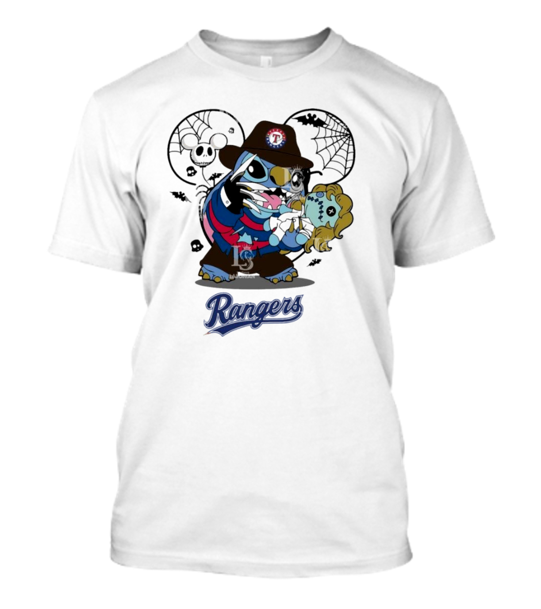 Texas Rangers Stitch Freddy Krueger Halloween Nightmare Scene T-Shirt