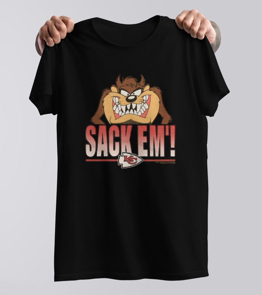Looney Tunes Taz Sack Em Kansas City Chiefs NFL T-Shirt