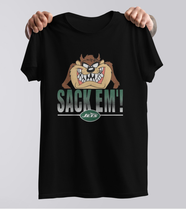 Looney Tunes Taz Sack Em New York Jets NFL T-Shirt