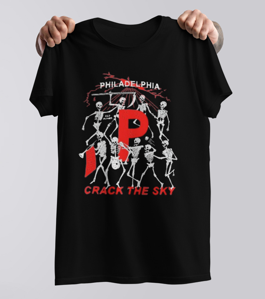 Philadelphia Red October Crack The Sky Skeletons T-Shirt