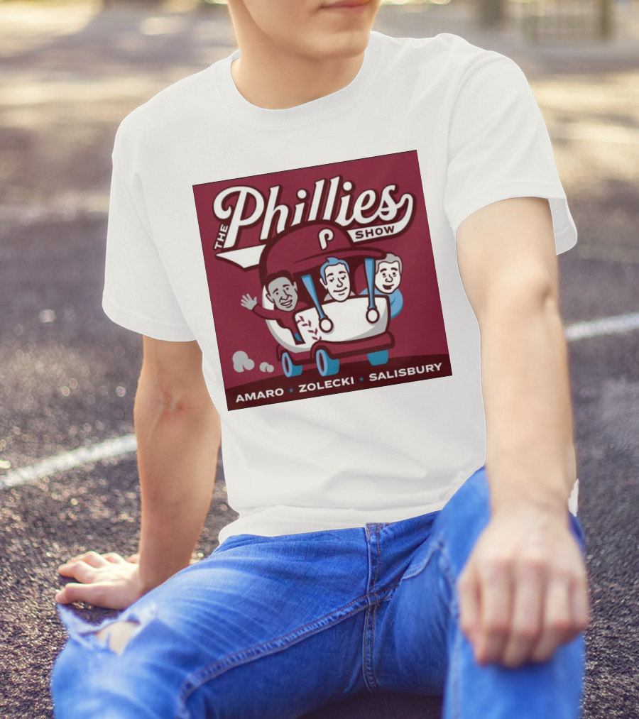 The Phillies Show Amaro Zolecki Salisbury Golf Cart T-Shirt