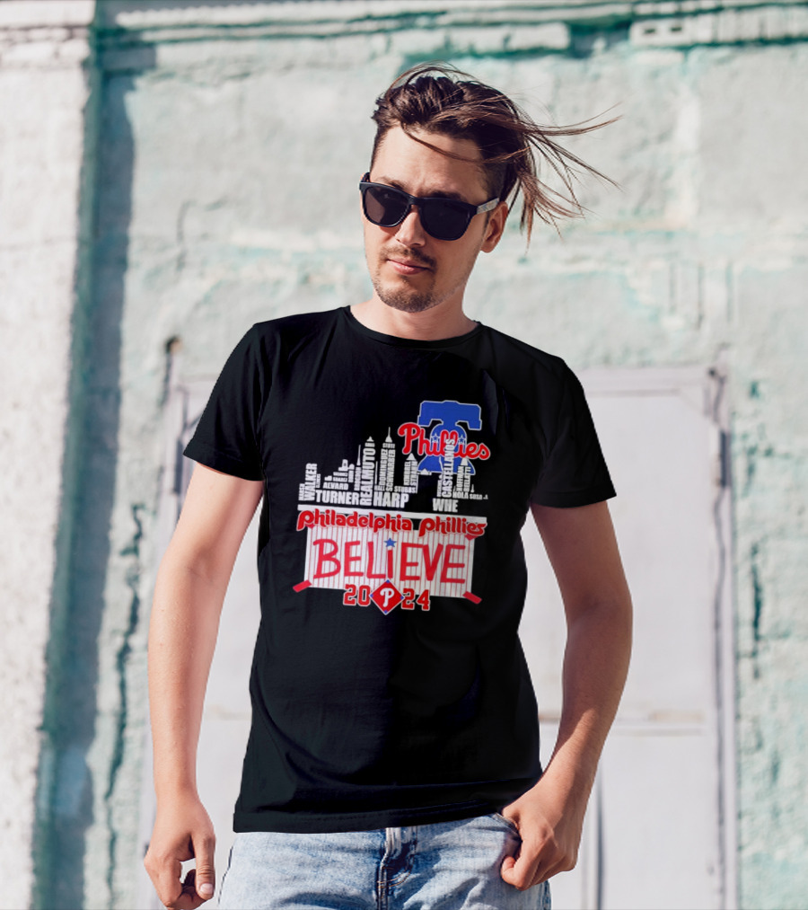 Philadelphia Phillies Believe Skyline Players Names October T-Shirt