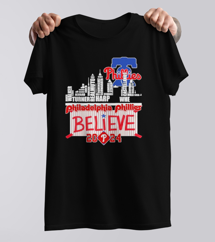 Philadelphia Phillies Believe Skyline Players Names October T-Shirt