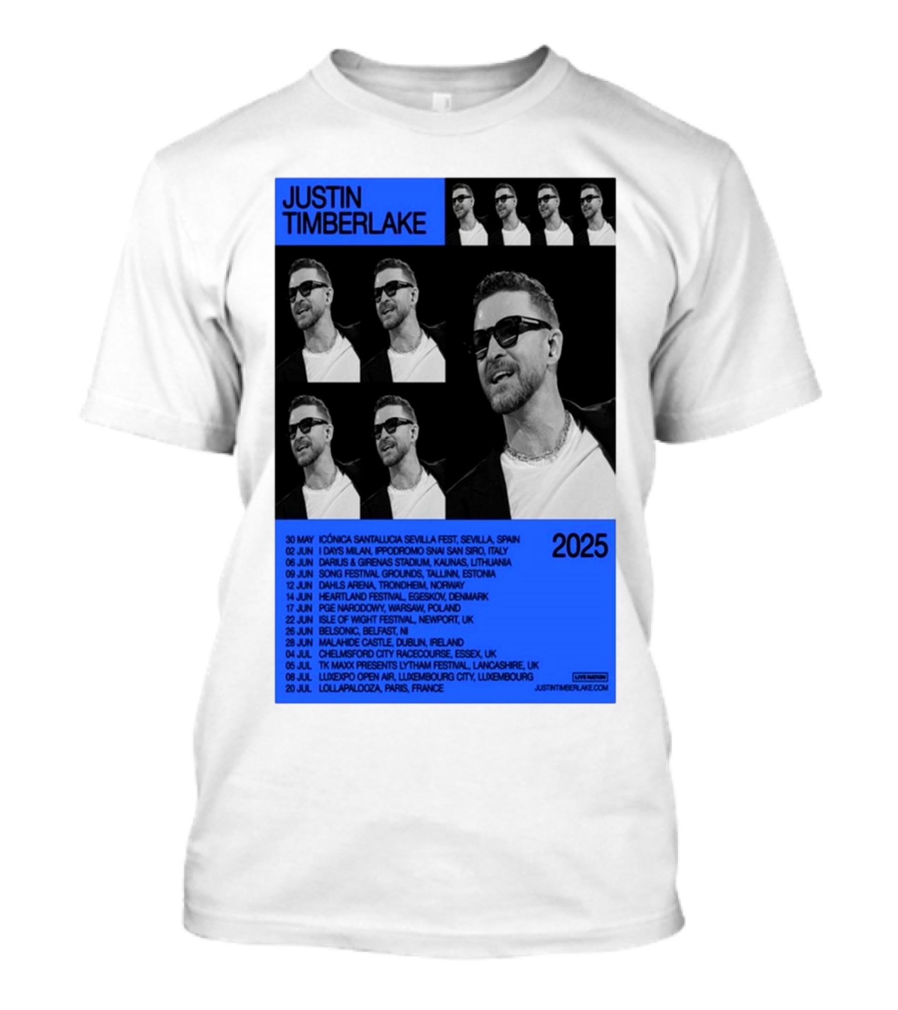 Justin Timberlake Europe Tour 2025 Concert Dates And Locations T-Shirt