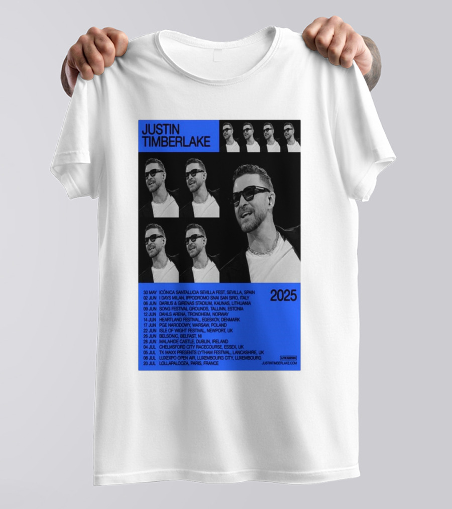 Justin Timberlake Europe Tour 2025 Concert Dates And Locations T-Shirt