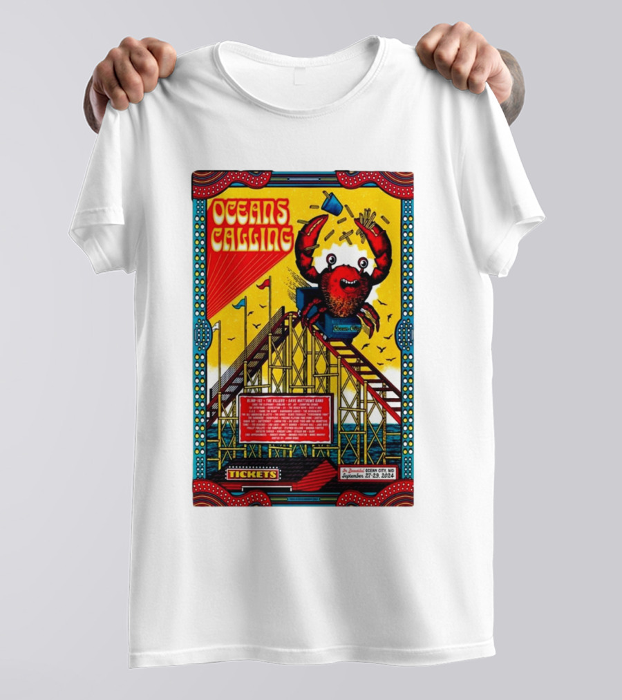 Oceans Calling Festival 2024 Roller Coaster Crab Ocean City MD September 27-29 Tickets T-Shirt