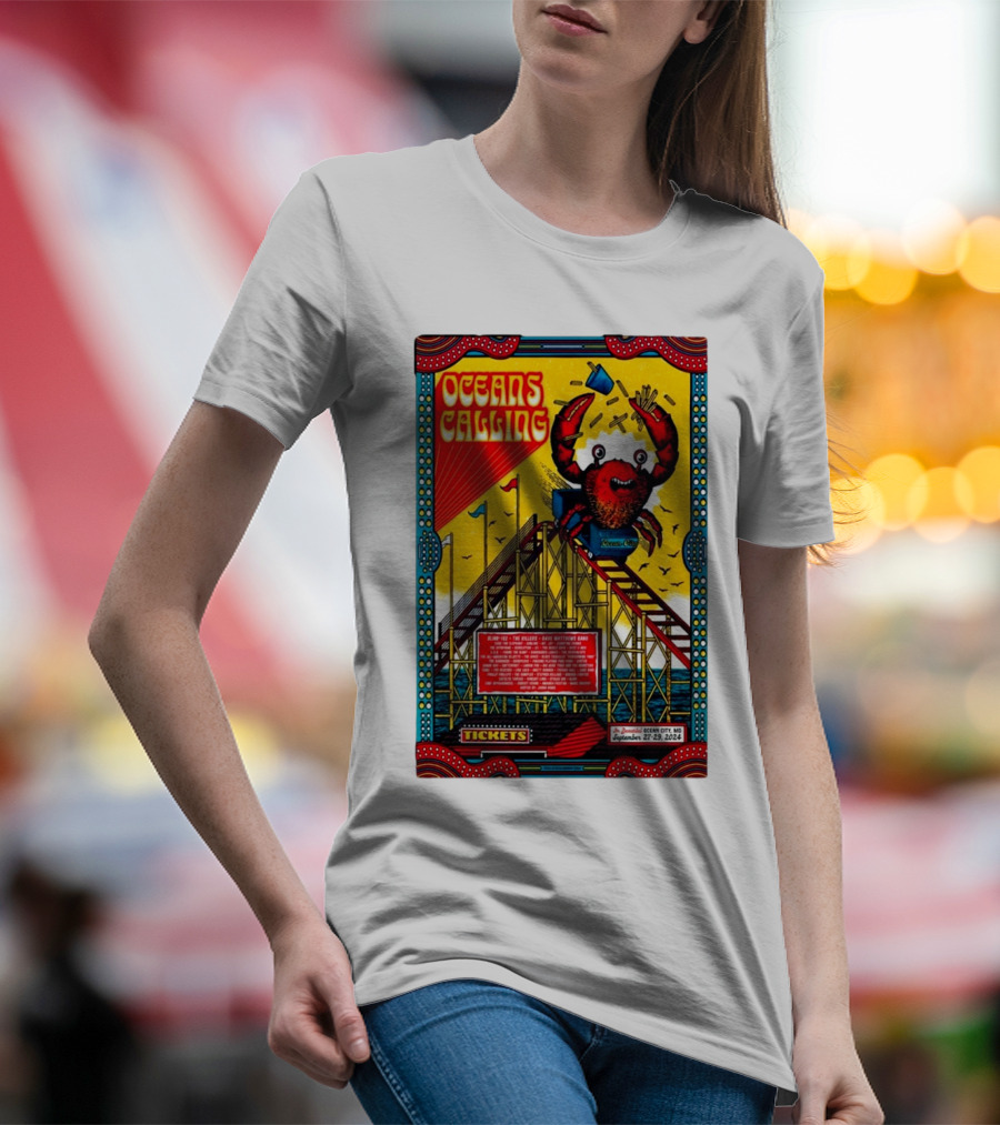 Oceans Calling Festival 2024 Roller Coaster Crab Ocean City MD September 27-29 Tickets T-Shirt