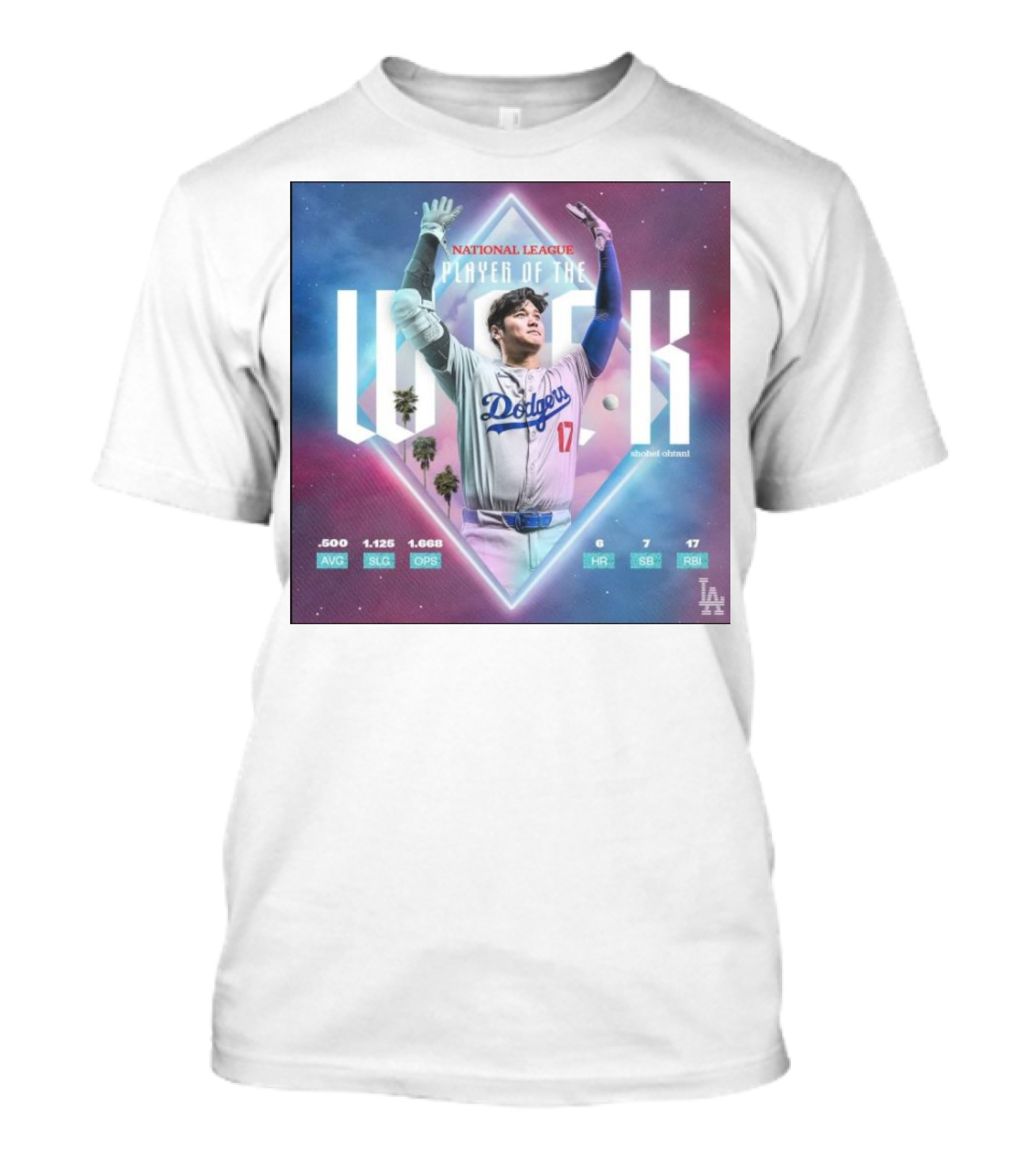 Shohei Ohtani Los Angeles Dodgers National League Player Of The Week LA Dodgers Stats Highlight T-Shirt