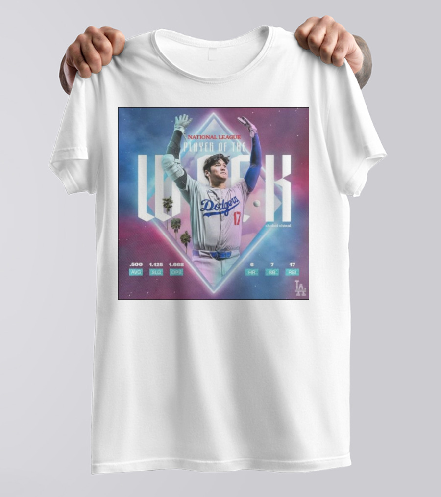 Shohei Ohtani Los Angeles Dodgers National League Player Of The Week LA Dodgers Stats Highlight T-Shirt