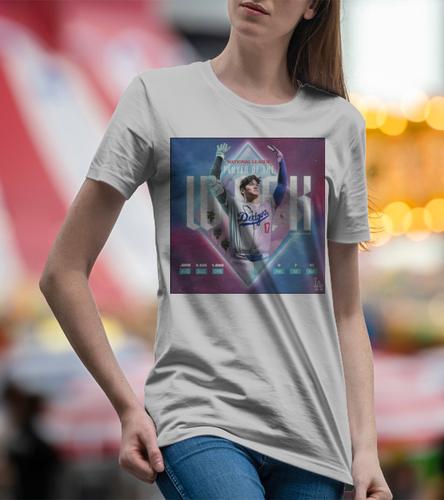 Shohei Ohtani Los Angeles Dodgers National League Player Of The Week LA Dodgers Stats Highlight T-Shirt