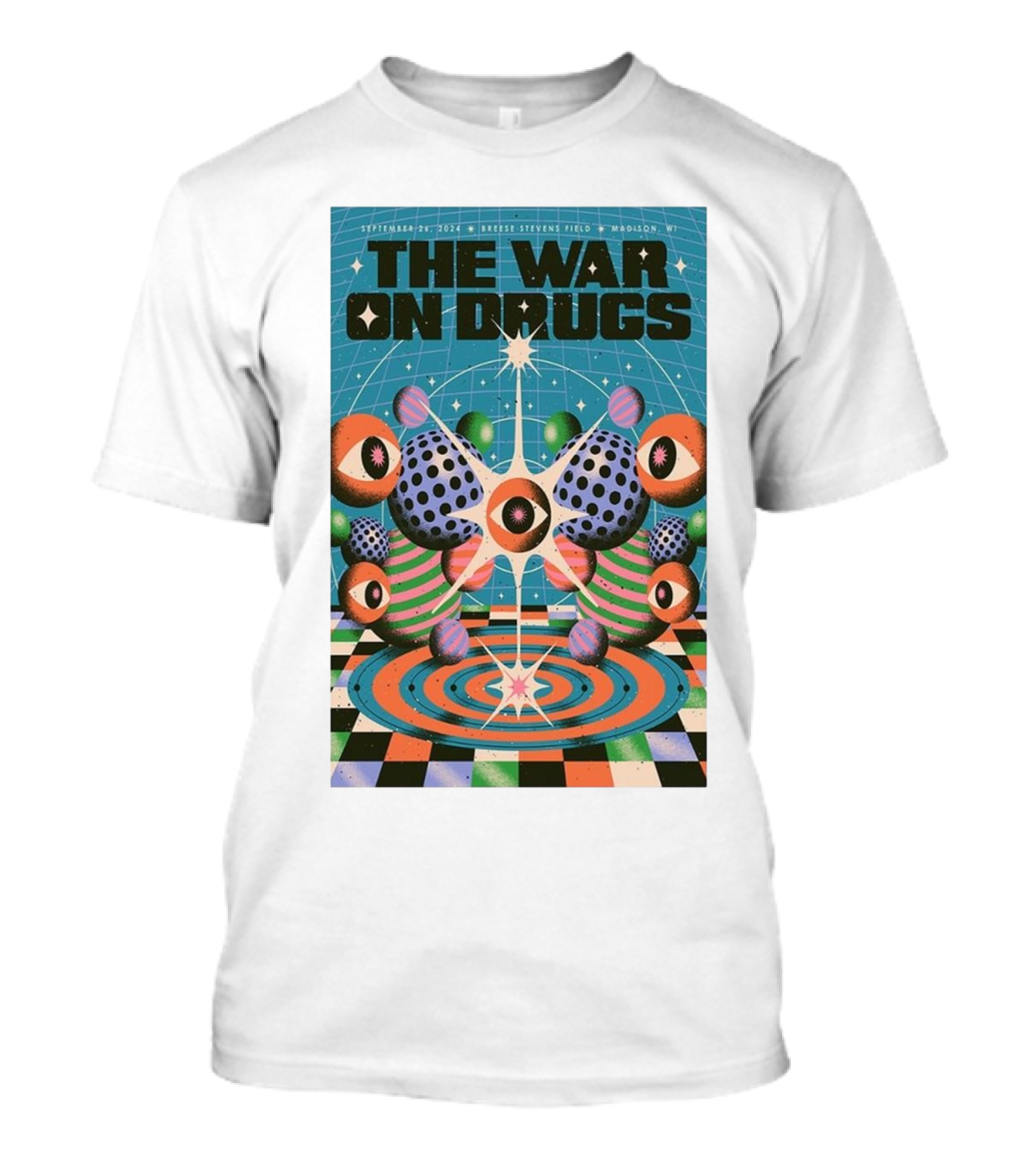 The War On Drugs September 26 2024 Breese Stevens Field Madison WI Psychedelic Tour T-Shirt