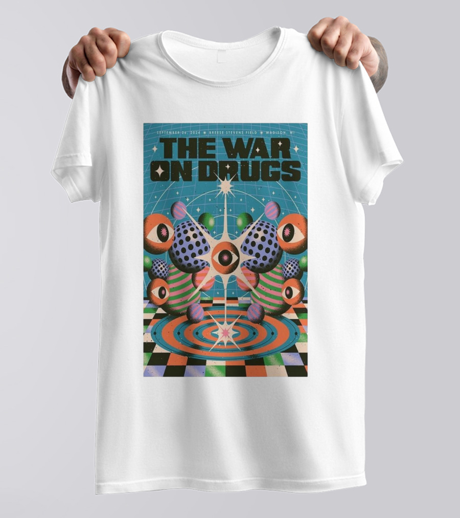 The War On Drugs September 26 2024 Breese Stevens Field Madison WI Psychedelic Tour T-Shirt