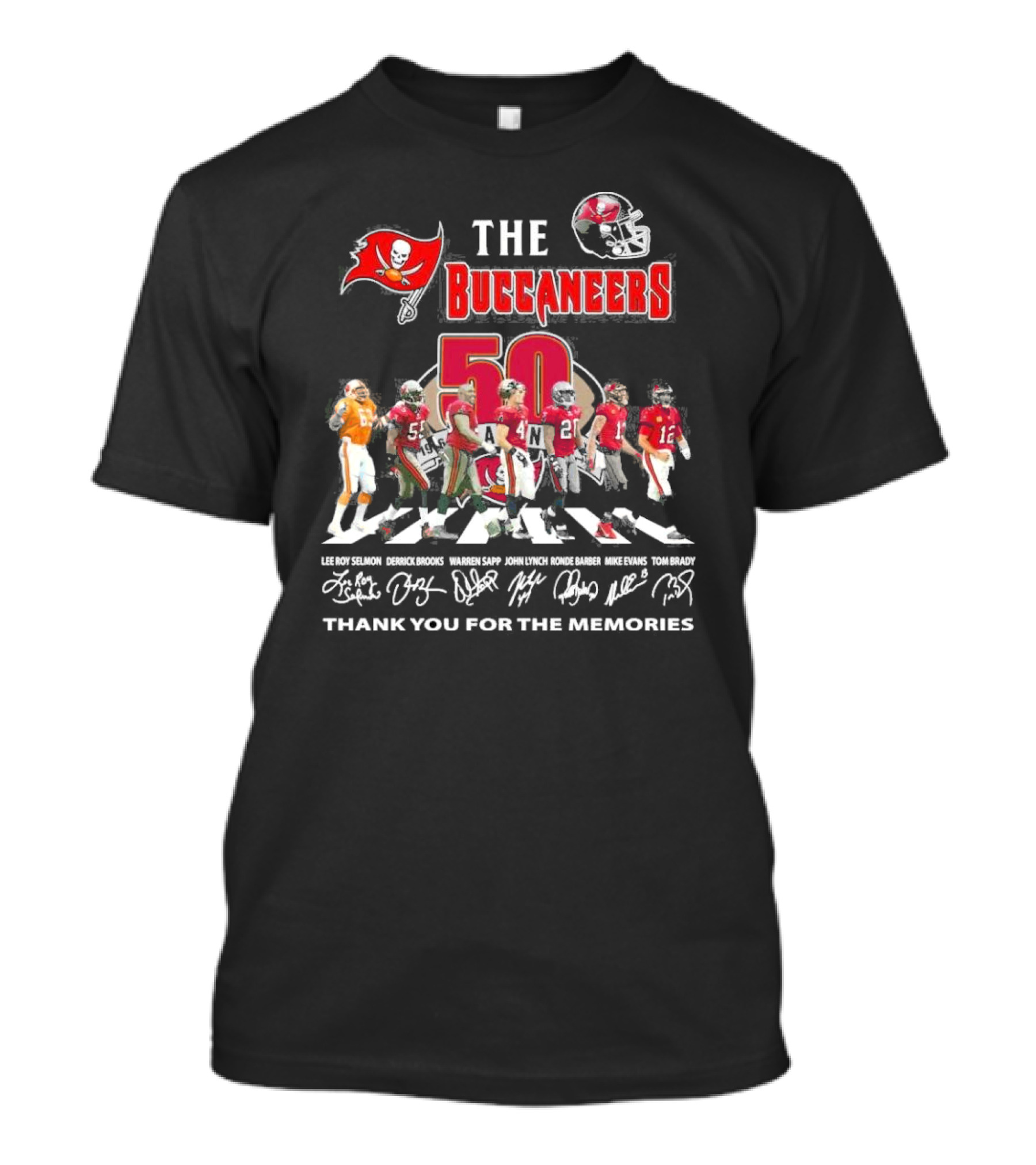 The Buccaneers 50th Anniversary Celebration Signature Thank You For The Memories T-Shirt