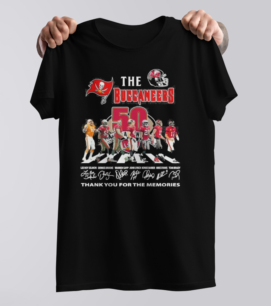 The Buccaneers 50th Anniversary Celebration Signature Thank You For The Memories T-Shirt