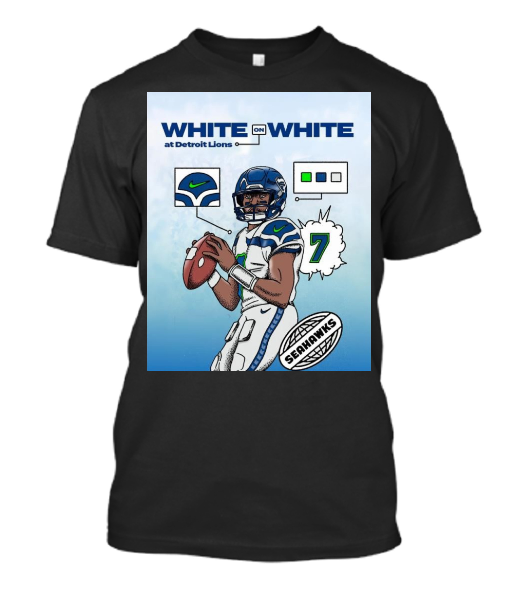 White On White At Detroit Lions Seahawks 7 T-Shirt