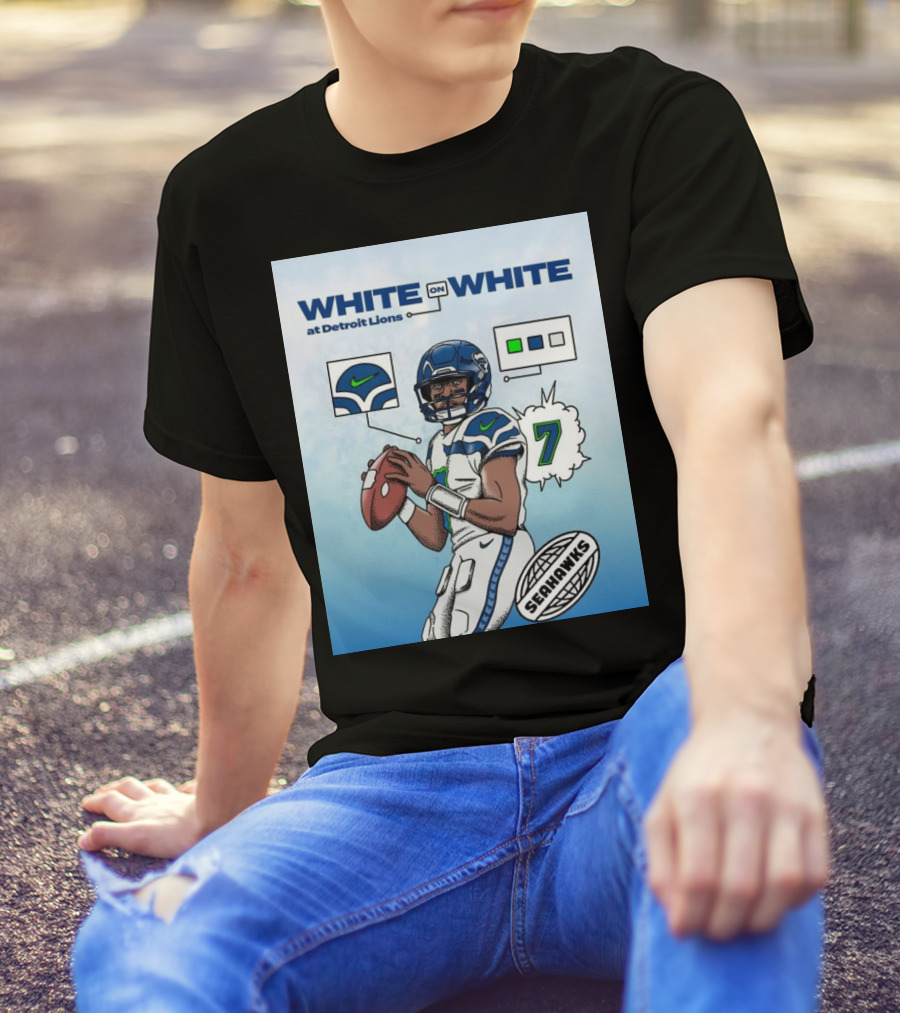 White On White At Detroit Lions Seahawks 7 T-Shirt