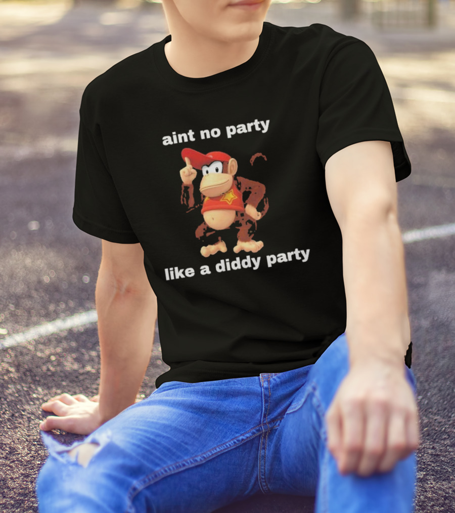 Aint No Party Like A Diddy Party Funny Meme Monkey With Red Hat And Star T-Shirt
