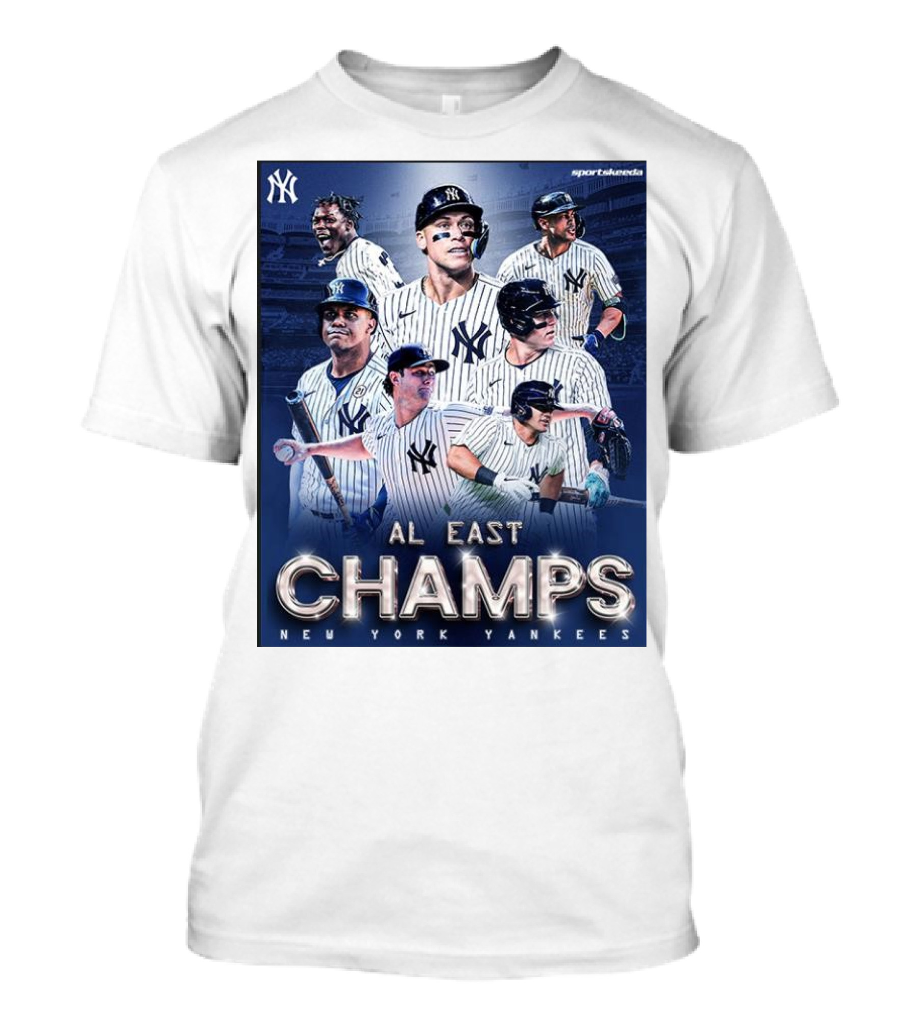 AL East Champs New York Yankees Victory Celebration Players Collage T-Shirt