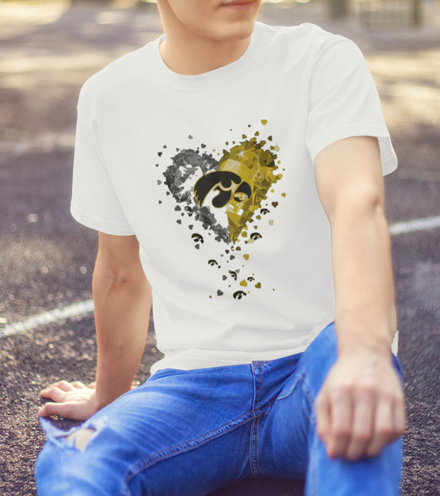 Heart Diamonds Crystal Hawkeyes Iowa Heart T-Shirt