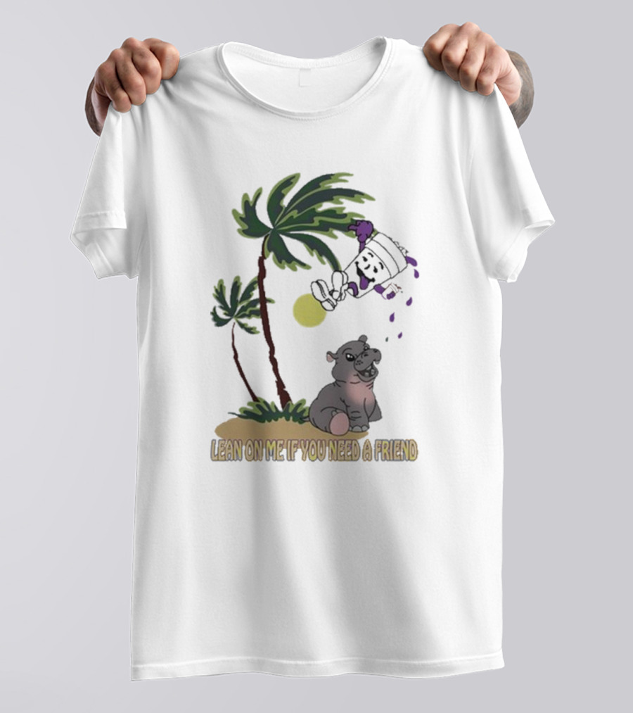 Lean On Me If You Need A Friend Tropical Scene Moo Deng T-Shirt