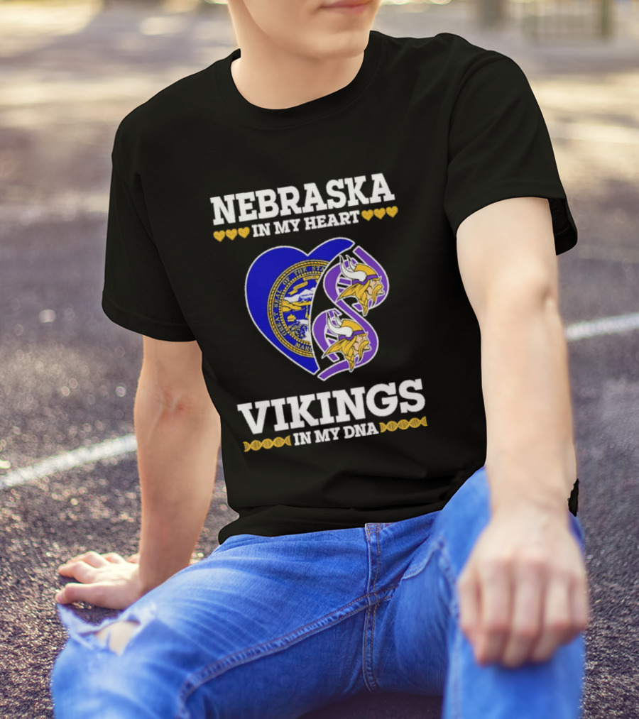 Nebraska In My Heart Vikings In My DNA State Seal Vikings T-Shirt