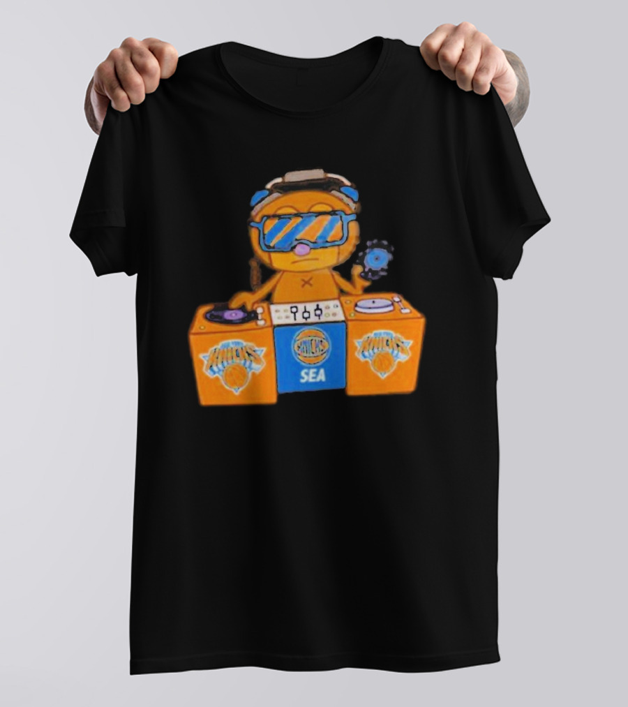 NY Knicks SEA X Parappa The Rapper DJ Setup T-Shirt