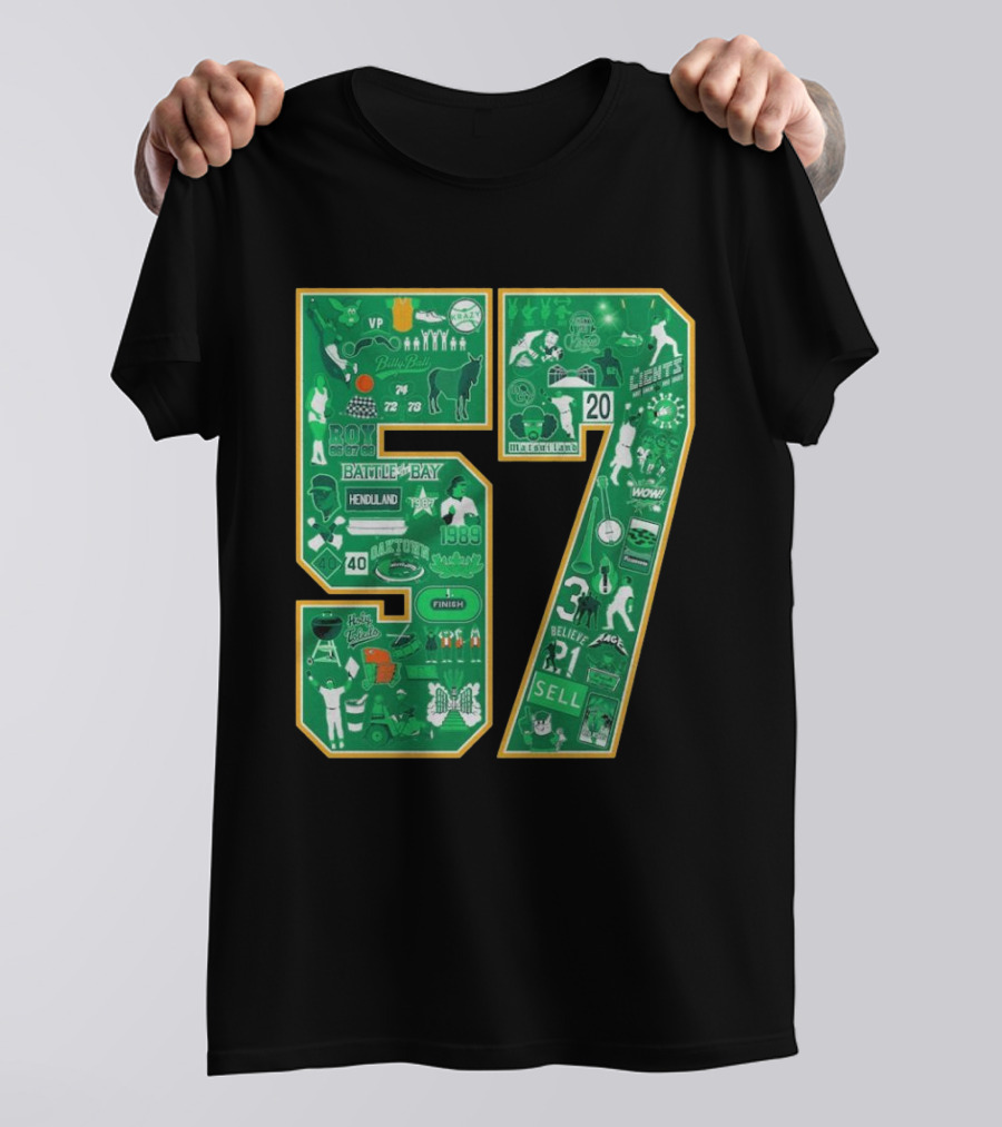 Oakland Athletics History Battle Of The Bay 57 Years Legends Sell 1989 MVP Rickey Henderson T-Shirt
