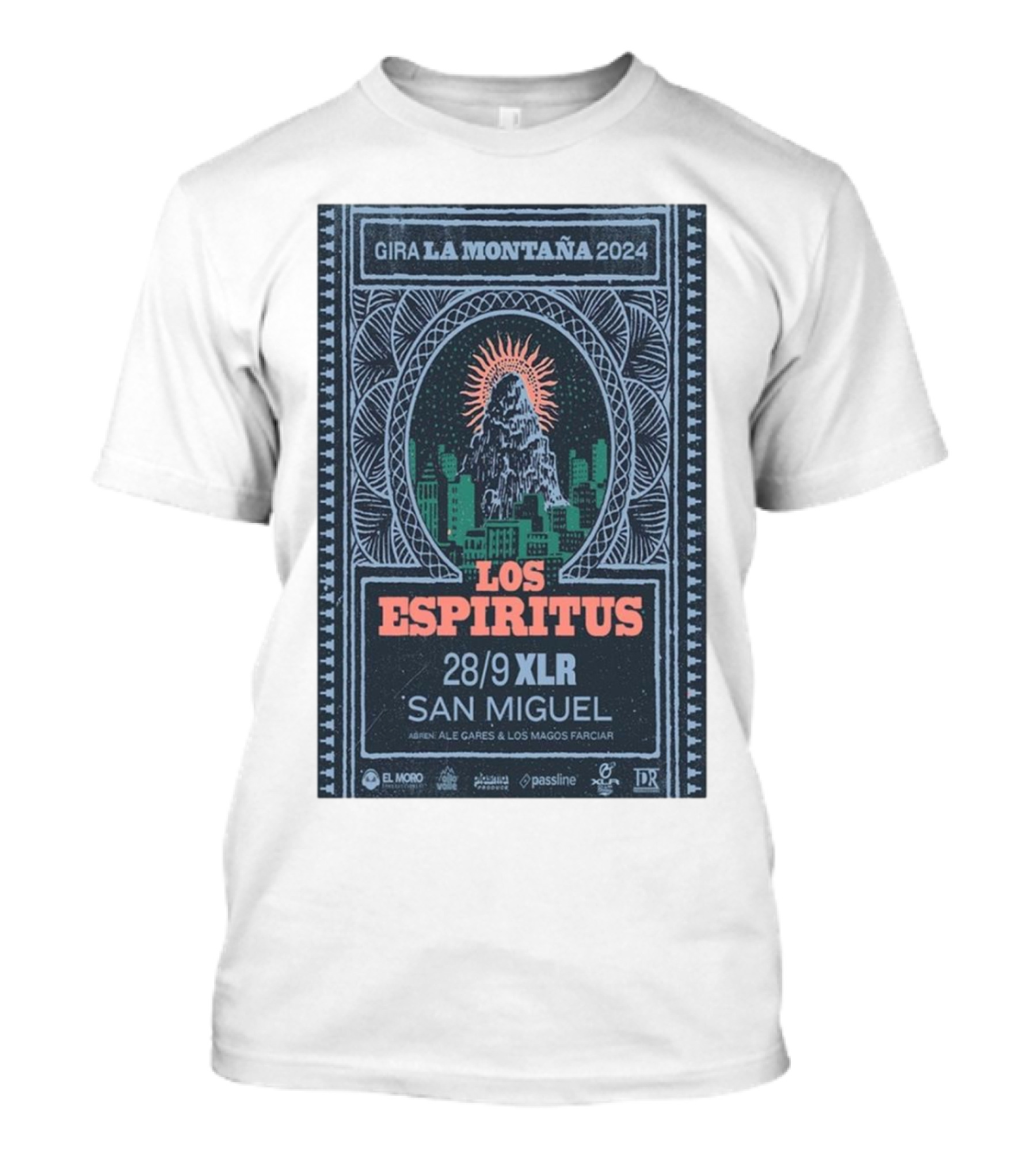 Los Espiritus Gira La Montaña 2024 XLR San Miguel 28/9 Concert Tour T-Shirt