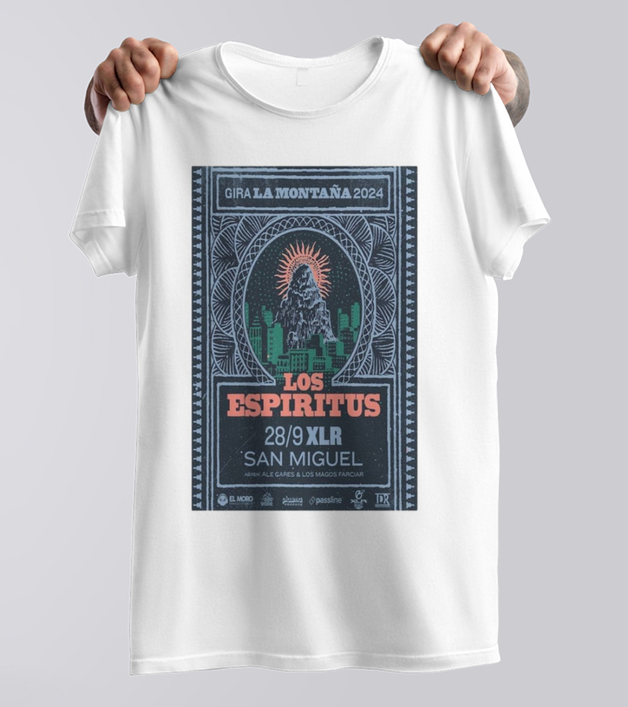Los Espiritus Gira La Montaña 2024 XLR San Miguel 28/9 Concert Tour T-Shirt