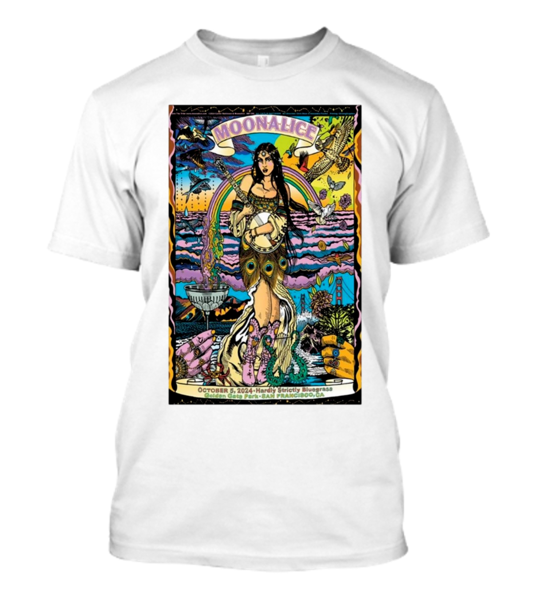 Moonalice Hardly Strictly Bluegrass October 5 2024 San Francisco CA Psychedelic Tour T-Shirt