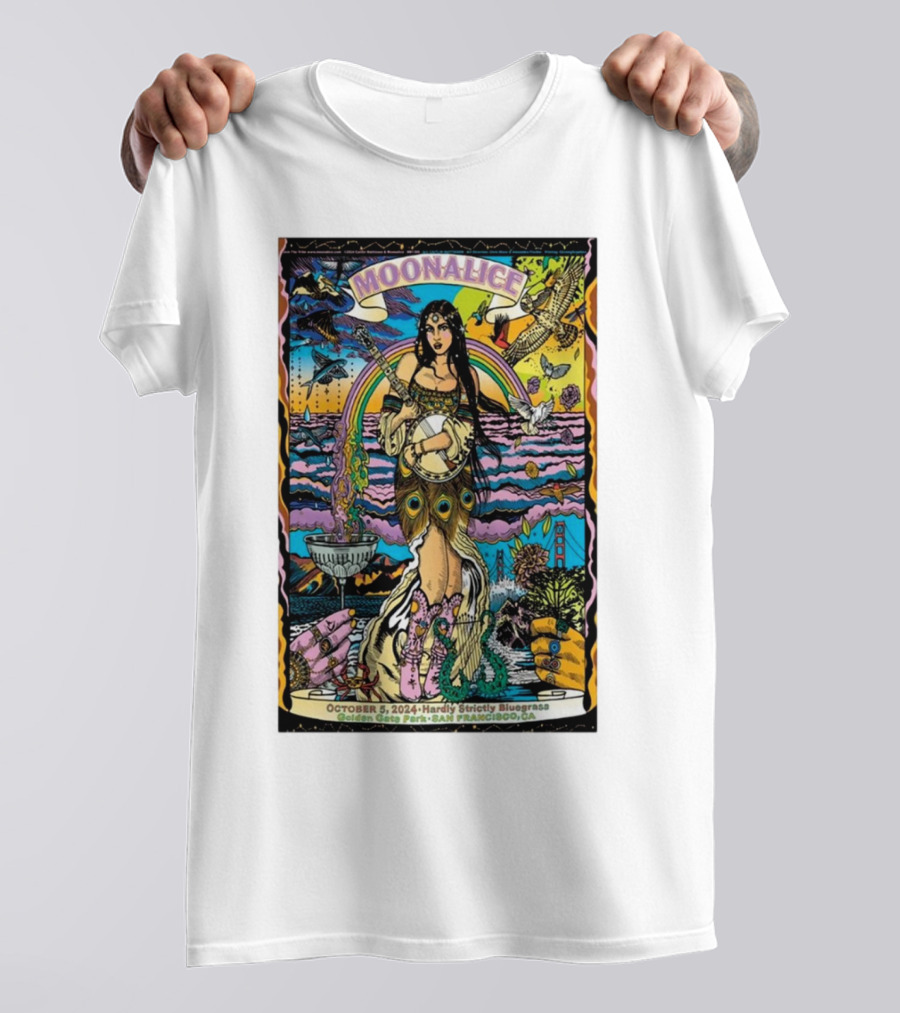 Moonalice Hardly Strictly Bluegrass October 5 2024 San Francisco CA Psychedelic Tour T-Shirt