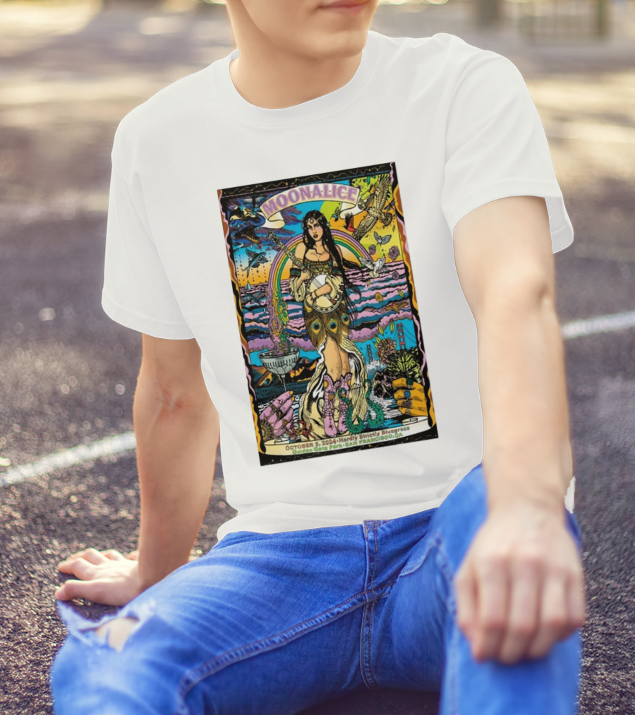 Moonalice Hardly Strictly Bluegrass October 5 2024 San Francisco CA Psychedelic Tour T-Shirt
